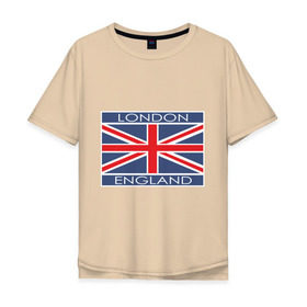 Мужская футболка хлопок Oversize с принтом London - Лондон с флагом Англии в Тюмени, 100% хлопок | свободный крой, круглый ворот, “спинка” длиннее передней части | лондон