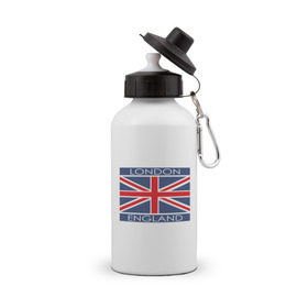 Бутылка спортивная с принтом London - Лондон с флагом Англии в Тюмени, металл | емкость — 500 мл, в комплекте две пластиковые крышки и карабин для крепления | лондон