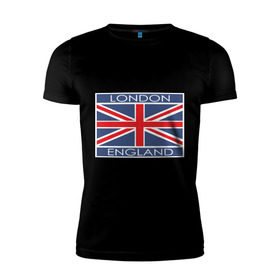 Мужская футболка премиум с принтом London - Лондон с флагом Англии в Тюмени, 92% хлопок, 8% лайкра | приталенный силуэт, круглый вырез ворота, длина до линии бедра, короткий рукав | лондон