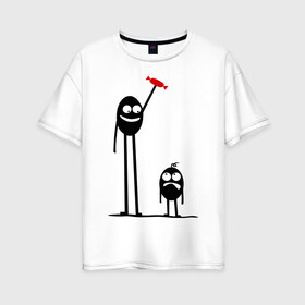 Женская футболка хлопок Oversize с принтом Хочешь конфетку? в Тюмени, 100% хлопок | свободный крой, круглый ворот, спущенный рукав, длина до линии бедер
 | забавные персонажи | конфета | мультяшки | рисованные персонажи | хочешь конфетку