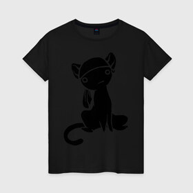 Женская футболка хлопок с принтом Japan cat pitate Yo в Тюмени, 100% хлопок | прямой крой, круглый вырез горловины, длина до линии бедер, слегка спущенное плечо | Тематика изображения на принте: пират