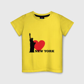 Детская футболка хлопок с принтом I love New York (NY Freedom) в Тюмени, 100% хлопок | круглый вырез горловины, полуприлегающий силуэт, длина до линии бедер | america | cша | new york | usa | америка | нью йорк | статуя свободы
