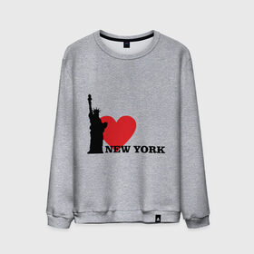 Мужской свитшот хлопок с принтом I love New York (NY Freedom) в Тюмени, 100% хлопок |  | america | cша | new york | usa | америка | нью йорк | статуя свободы
