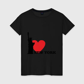 Женская футболка хлопок с принтом I love New York (NY Freedom) в Тюмени, 100% хлопок | прямой крой, круглый вырез горловины, длина до линии бедер, слегка спущенное плечо | america | cша | new york | usa | америка | нью йорк | статуя свободы
