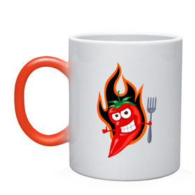 Кружка хамелеон с принтом Горячий перец (red hot pepper) в Тюмени, керамика | меняет цвет при нагревании, емкость 330 мл | red hot pepper | горячий перец | огонек | огонь | перец | перчик
