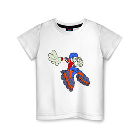 Детская футболка хлопок с принтом Roller(2) в Тюмени, 100% хлопок | круглый вырез горловины, полуприлегающий силуэт, длина до линии бедер | roller | ролики | экстрим