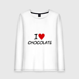 Женский лонгслив хлопок с принтом Chocolate в Тюмени, 100% хлопок |  | chocolate | i love | вкуснятина | конфеты | люблю шоколад | сладкое | сладкоежка | сладости | шоколад | шоколадный