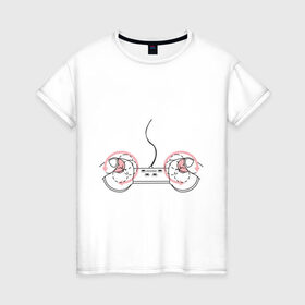 Женская футболка хлопок с принтом Джойстик в Тюмени, 100% хлопок | прямой крой, круглый вырез горловины, длина до линии бедер, слегка спущенное плечо | джойстик | игра | играть | компьютер | управление