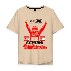 Мужская футболка хлопок Oversize с принтом F1 X Schumaher в Тюмени, 100% хлопок | свободный крой, круглый ворот, “спинка” длиннее передней части | формула 1