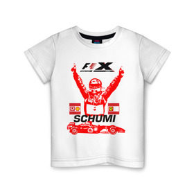 Детская футболка хлопок с принтом F1 X Schumaher в Тюмени, 100% хлопок | круглый вырез горловины, полуприлегающий силуэт, длина до линии бедер | формула 1