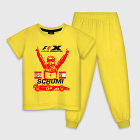 Детская пижама хлопок с принтом F1 X Schumaher в Тюмени, 100% хлопок |  брюки и футболка прямого кроя, без карманов, на брюках мягкая резинка на поясе и по низу штанин
 | формула 1