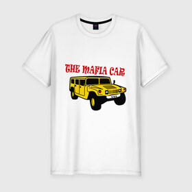 Мужская футболка премиум с принтом Mafia car в Тюмени, 92% хлопок, 8% лайкра | приталенный силуэт, круглый вырез ворота, длина до линии бедра, короткий рукав | бандиты | внедорожник | гангстеры | мафия | машина | тачила | тачка