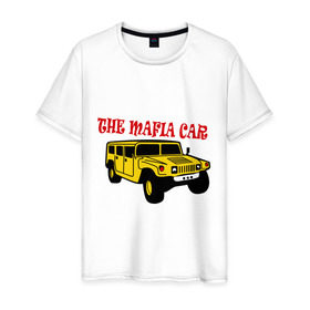 Мужская футболка хлопок с принтом Mafia car в Тюмени, 100% хлопок | прямой крой, круглый вырез горловины, длина до линии бедер, слегка спущенное плечо. | бандиты | внедорожник | гангстеры | мафия | машина | тачила | тачка