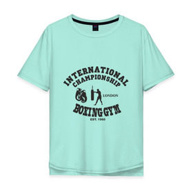 Мужская футболка хлопок Oversize с принтом Boxing GYM в Тюмени, 100% хлопок | свободный крой, круглый ворот, “спинка” длиннее передней части | Тематика изображения на принте: powerlifting