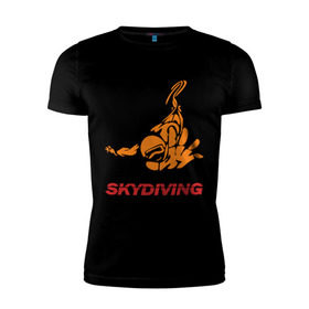 Мужская футболка премиум с принтом Skydiving (2) в Тюмени, 92% хлопок, 8% лайкра | приталенный силуэт, круглый вырез ворота, длина до линии бедра, короткий рукав | skydiving | авиационный спорт | парашют | парашютизм | свободное падение | скайдайвинг