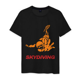 Мужская футболка хлопок с принтом Skydiving (2) в Тюмени, 100% хлопок | прямой крой, круглый вырез горловины, длина до линии бедер, слегка спущенное плечо. | skydiving | авиационный спорт | парашют | парашютизм | свободное падение | скайдайвинг