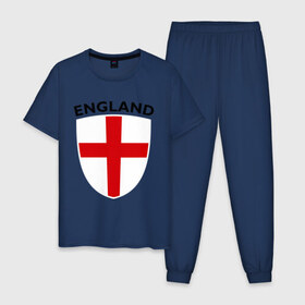 Мужская пижама хлопок с принтом England - Англия в Тюмени, 100% хлопок | брюки и футболка прямого кроя, без карманов, на брюках мягкая резинка на поясе и по низу штанин
 | фк | футбольный клуб