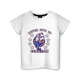 Детская футболка хлопок с принтом WWE John Cena  Never Give Up  (2) в Тюмени, 100% хлопок | круглый вырез горловины, полуприлегающий силуэт, длина до линии бедер | Тематика изображения на принте: wwe | бои без правил | джон сина
