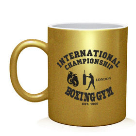 Кружка с принтом International championship boxing в Тюмени, керамика | объем — 330 мл, диаметр — 80 мм. Принт наносится на бока кружки, можно сделать два разных изображения | кикбоксинг