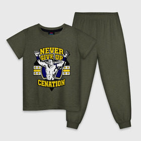 Детская пижама хлопок с принтом WWE John Cena Never Give Up (3) в Тюмени, 100% хлопок |  брюки и футболка прямого кроя, без карманов, на брюках мягкая резинка на поясе и по низу штанин
 | Тематика изображения на принте: джон сина