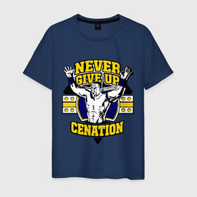 Мужская футболка хлопок с принтом WWE John Cena Never Give Up (3) в Тюмени, 100% хлопок | прямой крой, круглый вырез горловины, длина до линии бедер, слегка спущенное плечо. | Тематика изображения на принте: джон сина