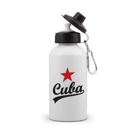 Бутылка спортивная с принтом Куба - Cuba в Тюмени, металл | емкость — 500 мл, в комплекте две пластиковые крышки и карабин для крепления | Тематика изображения на принте: звезда | куба | надпись | остров свободы