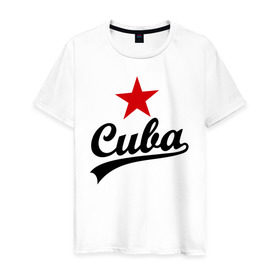 Мужская футболка хлопок с принтом Куба - Cuba в Тюмени, 100% хлопок | прямой крой, круглый вырез горловины, длина до линии бедер, слегка спущенное плечо. | звезда | куба | надпись | остров свободы