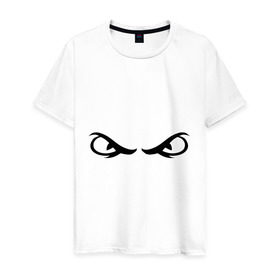 Мужская футболка хлопок с принтом Глаза злые змеиные в Тюмени, 100% хлопок | прямой крой, круглый вырез горловины, длина до линии бедер, слегка спущенное плечо. | взгляд | глаза | злые глаза | суровый взгляд