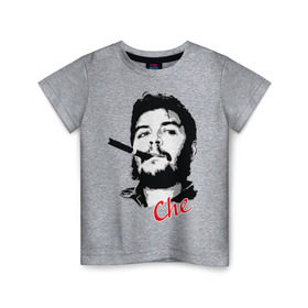 Детская футболка хлопок с принтом Че Гевара с сигарой в Тюмени, 100% хлопок | круглый вырез горловины, полуприлегающий силуэт, длина до линии бедер | che | guevara | гевара | куба | личность | революция | че