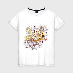 Женская футболка хлопок с принтом Las Vegas (2) в Тюмени, 100% хлопок | прямой крой, круглый вырез горловины, длина до линии бедер, слегка спущенное плечо | las vegas | student | кураж | лас вегас | студенческая | универ