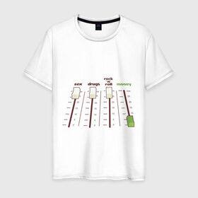 Мужская футболка хлопок с принтом Микшер бабла в Тюмени, 100% хлопок | прямой крой, круглый вырез горловины, длина до линии бедер, слегка спущенное плечо. | money | rock n roll | микшер | пуль диджея | регулировки | регуляторы