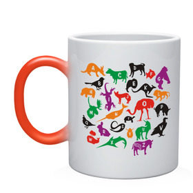 Кружка хамелеон с принтом Алфавит в Тюмени, керамика | меняет цвет при нагревании, емкость 330 мл | алфавит | буквы | животные | звери | позновательное