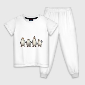 Детская пижама хлопок с принтом Пингвины Мадагаскар в Тюмени, 100% хлопок |  брюки и футболка прямого кроя, без карманов, на брюках мягкая резинка на поясе и по низу штанин
 | Тематика изображения на принте: пингвин