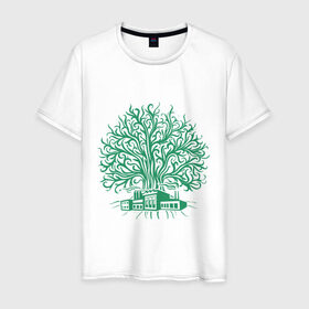 Мужская футболка хлопок с принтом Экология в Тюмени, 100% хлопок | прямой крой, круглый вырез горловины, длина до линии бедер, слегка спущенное плечо. | дерево | орнамент | узор