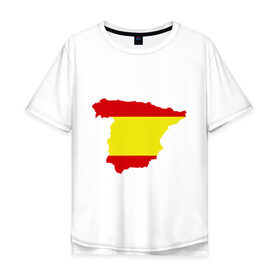 Мужская футболка хлопок Oversize с принтом Испания (Spain) в Тюмени, 100% хлопок | свободный крой, круглый ворот, “спинка” длиннее передней части | spain | государство | европа | европейский | испания | карта | мадрид | флаг