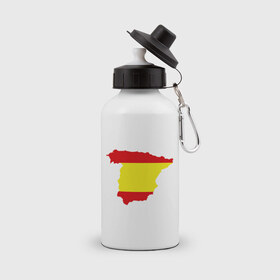 Бутылка спортивная с принтом Испания (Spain) в Тюмени, металл | емкость — 500 мл, в комплекте две пластиковые крышки и карабин для крепления | spain | государство | европа | европейский | испания | карта | мадрид | флаг