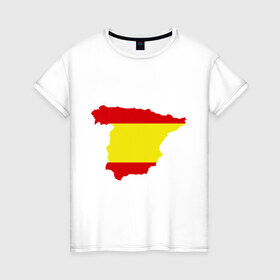 Женская футболка хлопок с принтом Испания (Spain) в Тюмени, 100% хлопок | прямой крой, круглый вырез горловины, длина до линии бедер, слегка спущенное плечо | spain | государство | европа | европейский | испания | карта | мадрид | флаг