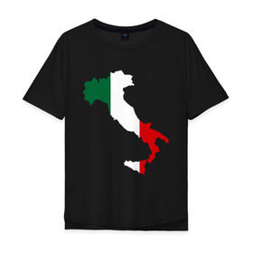 Мужская футболка хлопок Oversize с принтом Италия (Italy) в Тюмени, 100% хлопок | свободный крой, круглый ворот, “спинка” длиннее передней части | Тематика изображения на принте: italy | государство | европа | европейский | италия | карта | рим | флаг