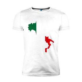 Мужская футболка премиум с принтом Италия (Italy) в Тюмени, 92% хлопок, 8% лайкра | приталенный силуэт, круглый вырез ворота, длина до линии бедра, короткий рукав | italy | государство | европа | европейский | италия | карта | рим | флаг