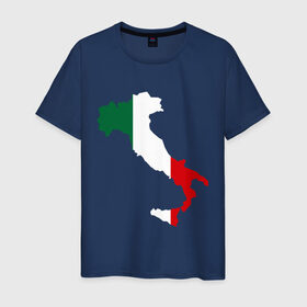 Мужская футболка хлопок с принтом Италия (Italy) в Тюмени, 100% хлопок | прямой крой, круглый вырез горловины, длина до линии бедер, слегка спущенное плечо. | Тематика изображения на принте: italy | государство | европа | европейский | италия | карта | рим | флаг