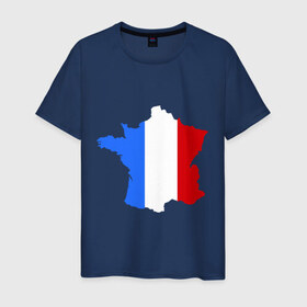 Мужская футболка хлопок с принтом Франция (France) в Тюмени, 100% хлопок | прямой крой, круглый вырез горловины, длина до линии бедер, слегка спущенное плечо. | 