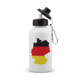 Бутылка спортивная с принтом Германия (Germany) в Тюмени, металл | емкость — 500 мл, в комплекте две пластиковые крышки и карабин для крепления | germany | германия | государство | европа | европейский | немцы | флаг
