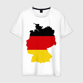 Мужская футболка хлопок с принтом Германия (Germany) в Тюмени, 100% хлопок | прямой крой, круглый вырез горловины, длина до линии бедер, слегка спущенное плечо. | germany | германия | государство | европа | европейский | немцы | флаг