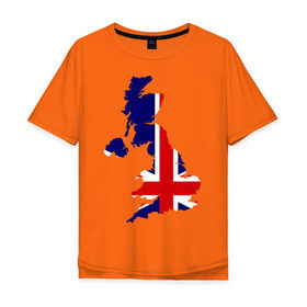 Мужская футболка хлопок Oversize с принтом Великобритания (Great Britain) в Тюмени, 100% хлопок | свободный крой, круглый ворот, “спинка” длиннее передней части | Тематика изображения на принте: great britain | англия | британия | британский | великобритания | королевский | флаг