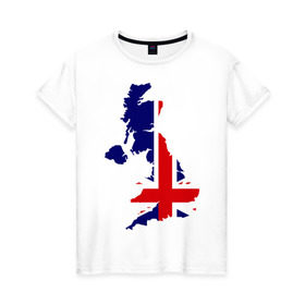 Женская футболка хлопок с принтом Великобритания (Great Britain) в Тюмени, 100% хлопок | прямой крой, круглый вырез горловины, длина до линии бедер, слегка спущенное плечо | great britain | англия | британия | британский | великобритания | королевский | флаг