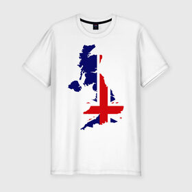 Мужская футболка премиум с принтом Великобритания (Great Britain) в Тюмени, 92% хлопок, 8% лайкра | приталенный силуэт, круглый вырез ворота, длина до линии бедра, короткий рукав | great britain | англия | британия | британский | великобритания | королевский | флаг