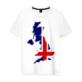 Мужская футболка хлопок с принтом Великобритания (Great Britain) в Тюмени, 100% хлопок | прямой крой, круглый вырез горловины, длина до линии бедер, слегка спущенное плечо. | great britain | англия | британия | британский | великобритания | королевский | флаг