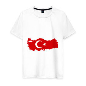 Мужская футболка хлопок с принтом Турция (Turkey) в Тюмени, 100% хлопок | прямой крой, круглый вырез горловины, длина до линии бедер, слегка спущенное плечо. | turkey | символ | страна | турция | флаг