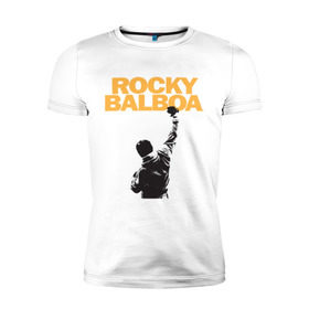 Мужская футболка премиум с принтом Рокки (Rocky Balboa) в Тюмени, 92% хлопок, 8% лайкра | приталенный силуэт, круглый вырез ворота, длина до линии бедра, короткий рукав | емельяненко