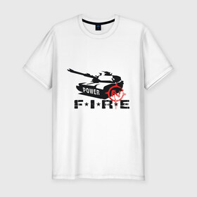 Мужская футболка премиум с принтом Танк (3) в Тюмени, 92% хлопок, 8% лайкра | приталенный силуэт, круглый вырез ворота, длина до линии бедра, короткий рукав | fire | power | tank | армия | огонь | танк | тяжелая техника